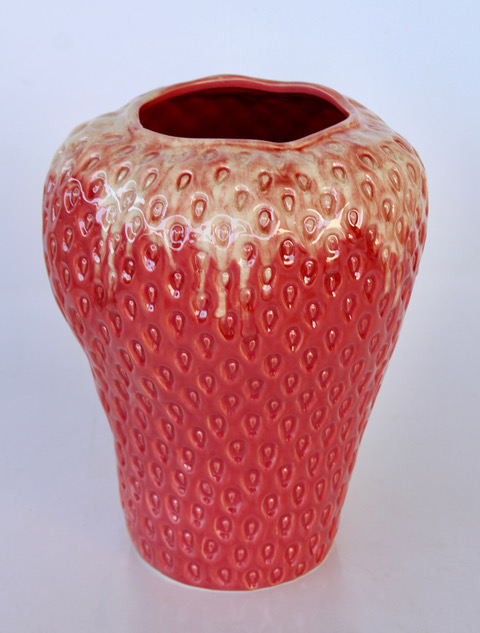 Large Strawberry Ceramic Vase